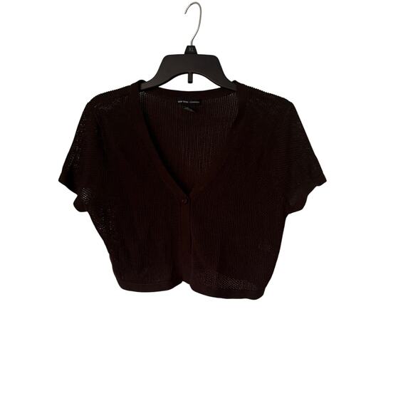 New York & Company Brown Crochet Shaw Women's Large - Picture 3 of 4